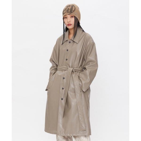 TARGETTO(ターゲット)     VEGAN LEATHER LONG COAT_DARK BEIGE