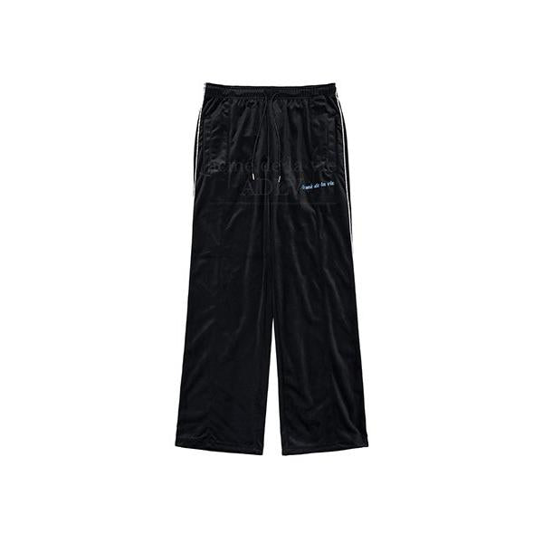 アクメドラビ(acme' de la vi)  EMBROIDERY LOGO VELOUR TRAINING PANTS BLACK