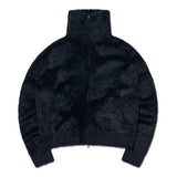 NOMANUAL(ノーマニュアル) HIGH NECK HAIRY KNIT ZIP-UP - BLACK