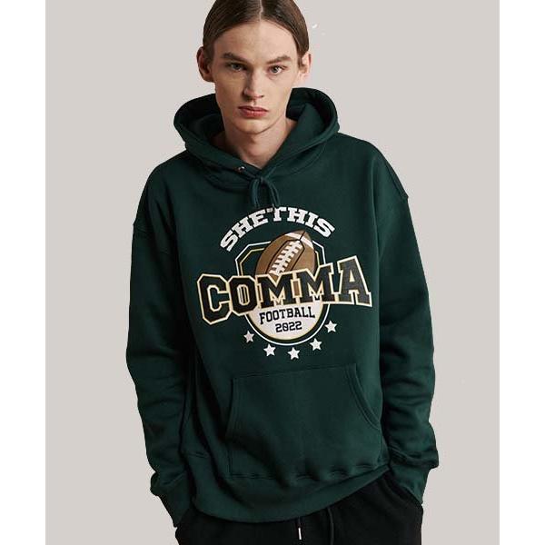 シディスコンマ(SHETHISCOMMA)  FOOTBALL HOOD T(GREEN)