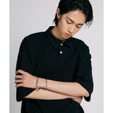 JEMUT (ジェモッ)  Cozy Pk Collar Short T-shirts Black YHST2487