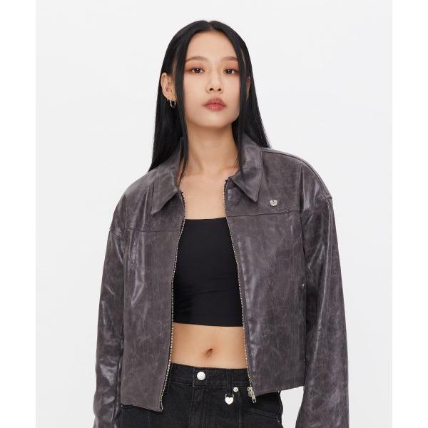 TARGETTO(ターゲット)     CRACK VEGAN LEATHER JACKET_CHARCOAL