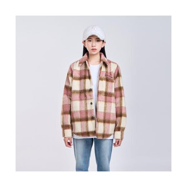 アクメドラビ(acme' de la vi)  CHECK WOOL OVERSIZE SHIRT PINK