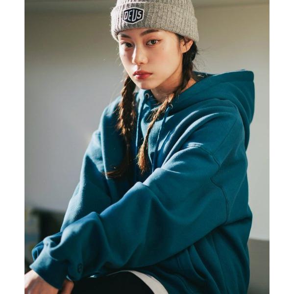 JEMUT (ジェモッ) Log Overfit Napping Hood Tealblue YHHD2302