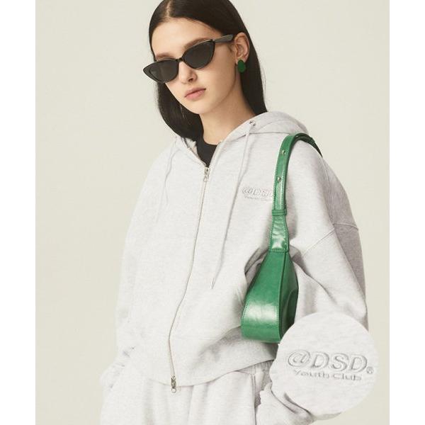 Odd Studio (オッドスタジオ) ODSD LOGO SWEAT CROP HOOD ZIP-UP - WHITE MELANGE