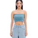 ARCHIVE BOLD (アーカイブボールド)　RED MOSS PATCHED KNIT TUBE TOP (BLUE)