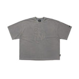 アジョバイアジョ(AJOBYAJO) Sporty Logo Applique Washed T-Shirt [GREY]