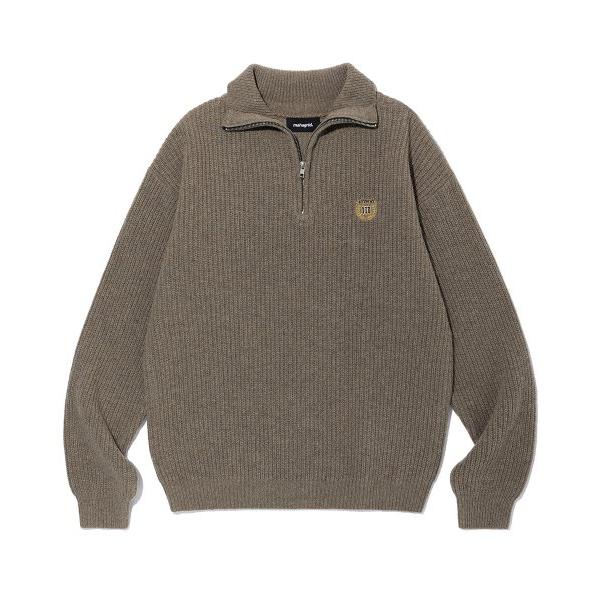 mahagrid (マハグリッド)     CREST HALF ZIP KNIT BROWN(MG2CFMK681A)