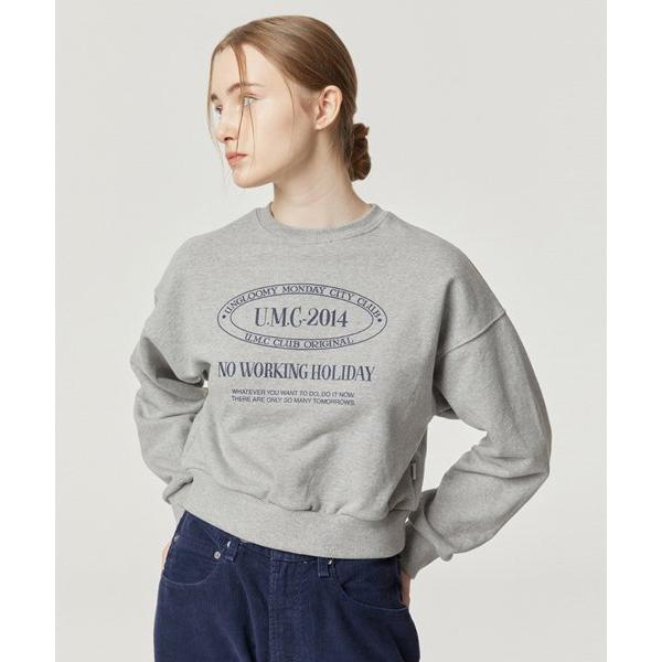 NCOVER（エンカバー） NO WORKING HOLIDAY CROP SWEATSHIRT-GREY