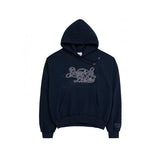 アクメドラビ(acme' de la vie)    CURLY LOGO EMBOSS EMBROIDERY BASIC HOODIE NAVY