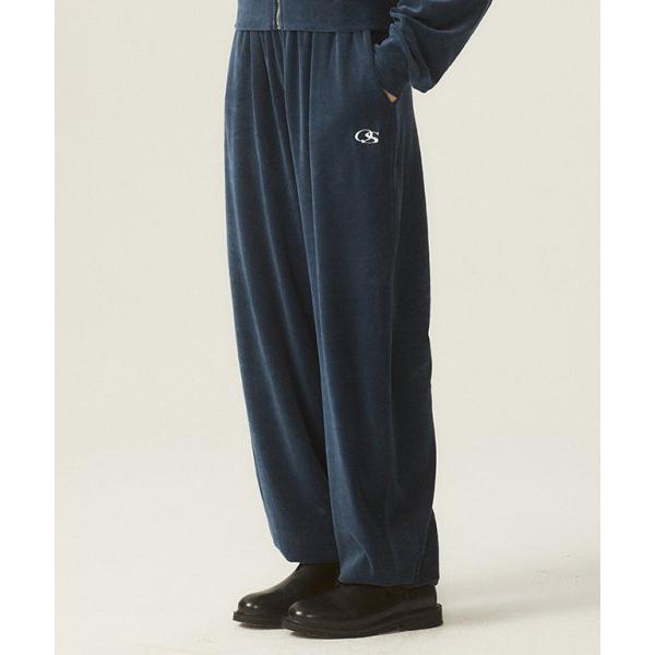Odd Studio (オッドスタジオ) OS LOGO VELOUR 2WAY STRING WIDE PANTS - NAVY