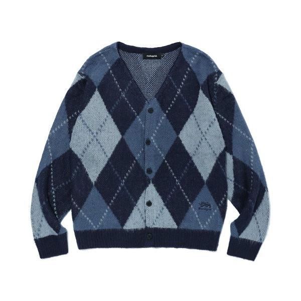 mahagrid (マハグリッド)     ARGYLE KNIT CARDIGAN NAVY(MG2CFMK680A)