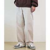 JEMUT (ジェモッ)  River Wide Cotton Pants Smokeygray SOLP2446