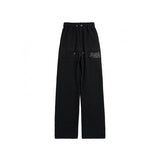 CURLY LOGO EMBOSS EMBROIDERY SWEAT PANTS BLACK