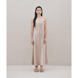 SILKY LONG DRESS (BEIGE)