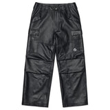 NOMANUAL(ノーマニュアル) LEATHER CARGO PANTS - BLACK