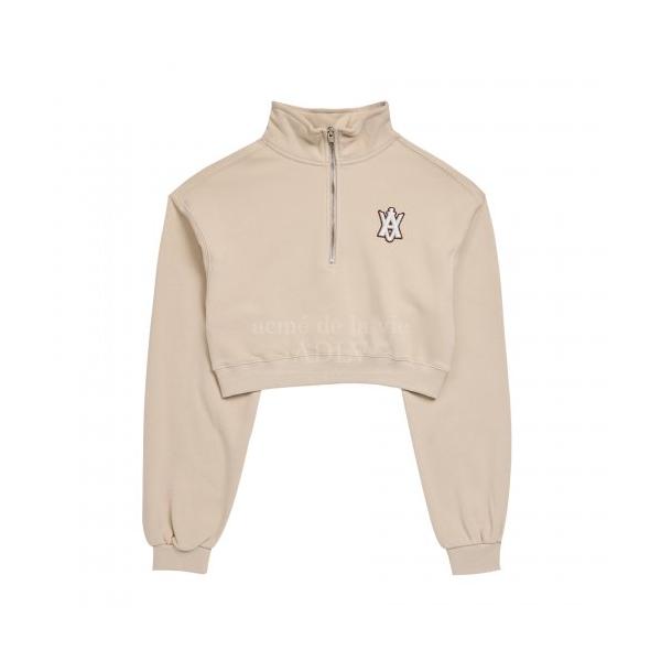 アクメドラビ(acme' de la vie)    A LOGO EMBLEM PATCH CROP TOP PULLOVER SWEAT SHIRT BEIGE