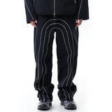 オーワイ(OY) PIPING CURVE LINE TRACK PANTS-BLACK