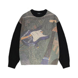 mahagrid (マハグリッド) BROKEN GUITAR CABLE KNIT SWEATER BLACK(MG2DFMK622A)