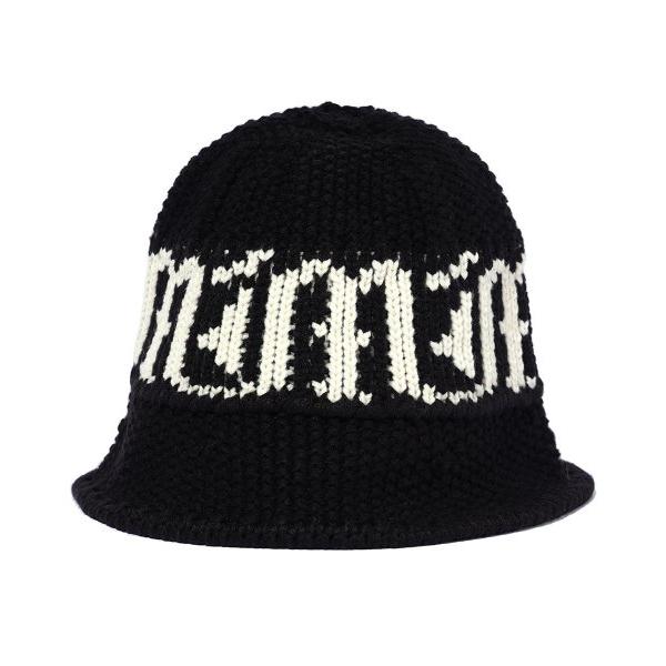 mahagrid (マハグリッド)     GOTHIC LOGO KNIT BUCKET HAT BLACK(MG2CFMAB32A)