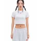 ARCHIVE BOLD (アーカイブボールド)　RED MOSS PATCHED CROP TOP (WHITE)