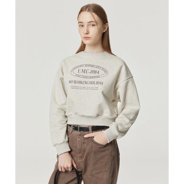 NCOVER（エンカバー） NO WORKING HOLIDAY CROP SWEATSHIRT-OATMEAL