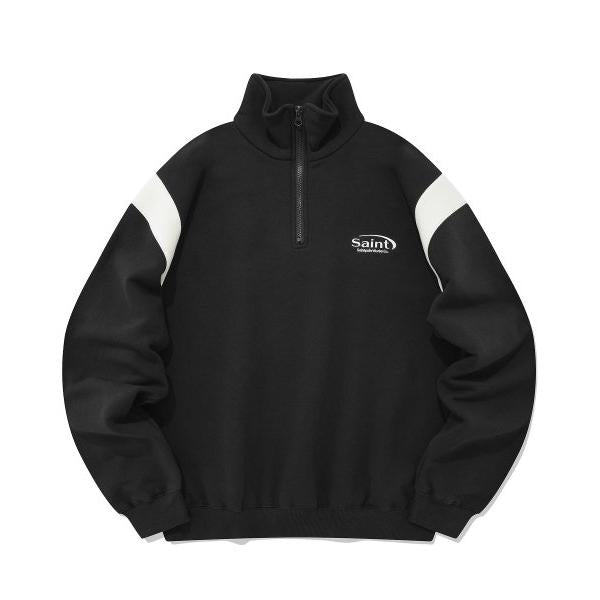 セイントペイン(SAINTPAIN)    SP SAINT LOGO HALF ZIP-BLACK