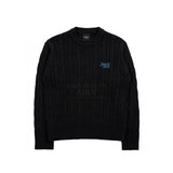 SCRIPT LOGO EMBROIDERY CABLE KNIT BLACK