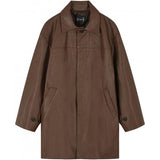 Vegan Leather Balmacaan Half Coat - Brown (FL-030)