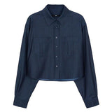 MMIC(エムエムアイシー)   (Women) Spread cropped shirt viscose_navy