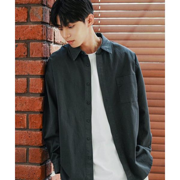 JEMUT (ジェモッ)  Node Overfit Cotton Shirts Charcoal SOLS2410