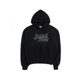 アクメドラビ(acme' de la vie)    CURLY LOGO EMBOSS EMBROIDERY BASIC HOODIE BLACK