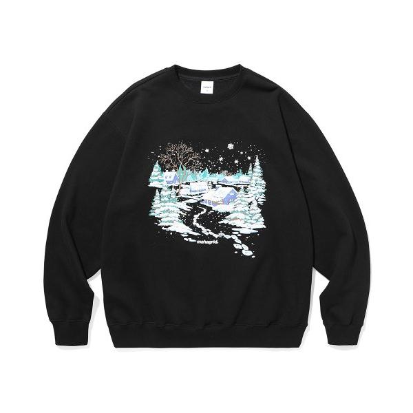 mahagrid (マハグリッド)     LANDSCAPE SWEATSHIRT BLACK(MG2CFMM453A)