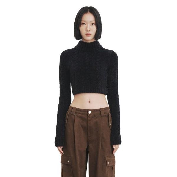 curetty (キュリティー)   C HIGH-NECK CROP KNIT TOP_BLACK
