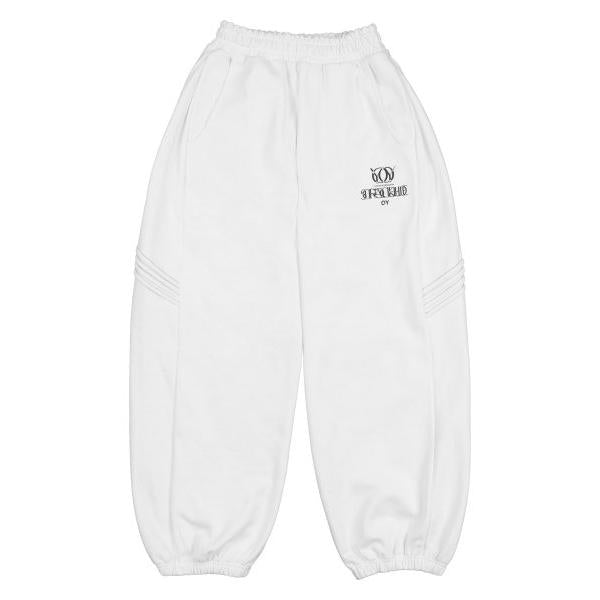 オーワイ(OY) 		OVERLAY LOGO EMBOSS STITCH JOGGER PANTS-WHITE