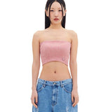 ARCHIVE BOLD (アーカイブボールド)　RED MOSS PATCHED KNIT TUBE TOP (PINK)