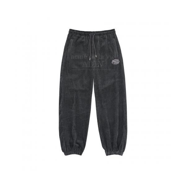 アクメドラビ(acme' de la vi)  SCRIPT LOGO CORDUROY TRAINING PANTS CHARCHOAL