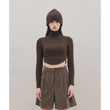 TMO BY 13MONTH（ティーエムオーバイサーティンマンス） CROPPED TURTLENECK TOP (BROWN)