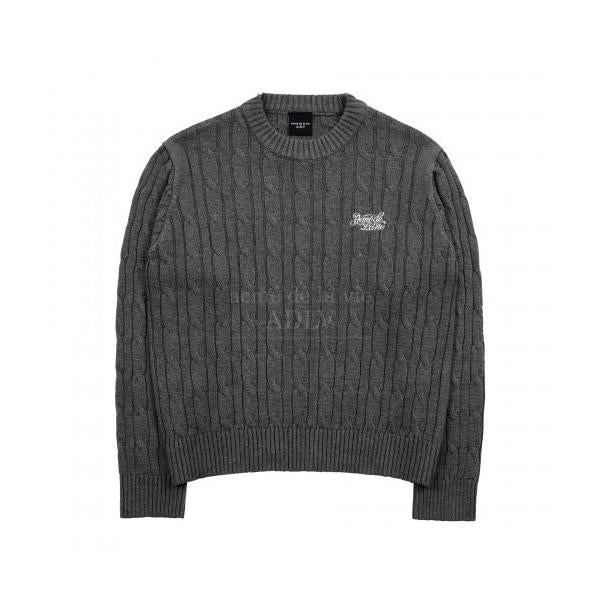 アクメドラビ(acme' de la vie)    SCRIPT LOGO EMBROIDERY CABLE KNIT MELANGE