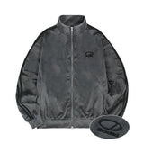 Odd Studio (オッドスタジオ)  Velour Sporty Track Zip-Up - CHARCOAL