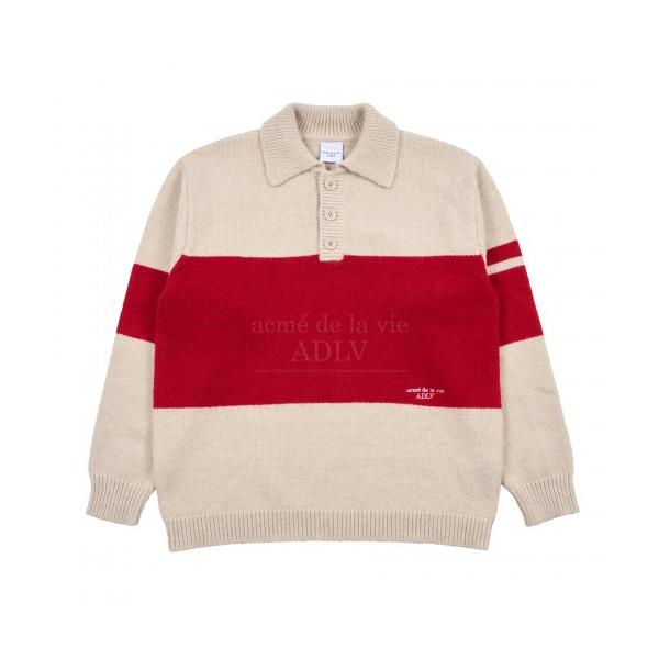 アクメドラビ(acme' de la vie)    STRIPE POLO COLLAR KNIT IVORY