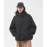 MYDEEPBLUEMEMORIES(マイディープブルーメモリーズ)     Asymmetric hood string jacket in black