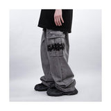 ブラックブロンド(BLACKBLOND) BBD Graffiti Logo Wide Denim Cargo Pants (Gray)