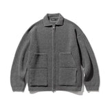 WOOL HEAVY WAFFLE COLLAR ZIP-UP KNIT MFTNT004-DG