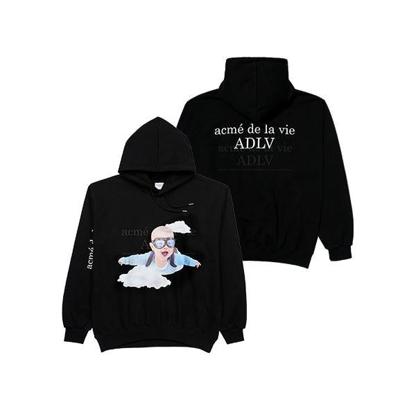 アクメドラビ(acme' de la vie)    ADLV BABY FACE SKYDIVING HOODIE BLACK