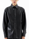 ベーシックコットン(BASIC COTTON) 	BASIC Leather Shirt - BLACK