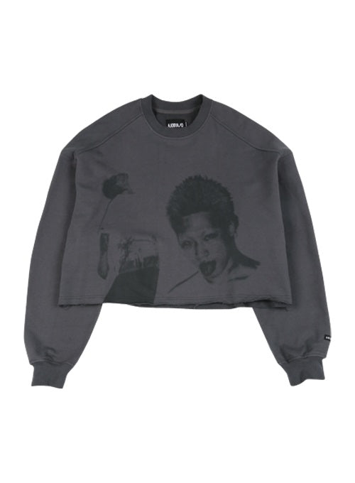 アジョバイアジョ(AJOBYAJO)   Taigan Cropped Sweatshirt [Charcoal]