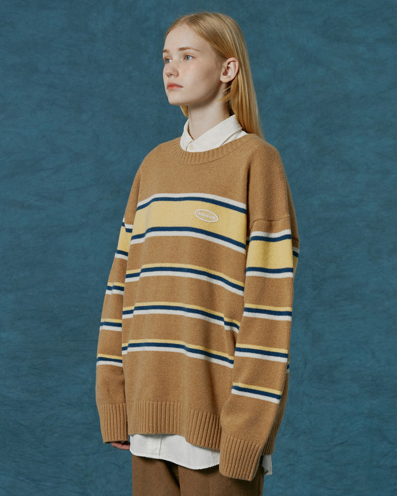 NCOVER（エンカバー）SMALL ORIGINAL LOGO STRIPE KNIT-CAMEL