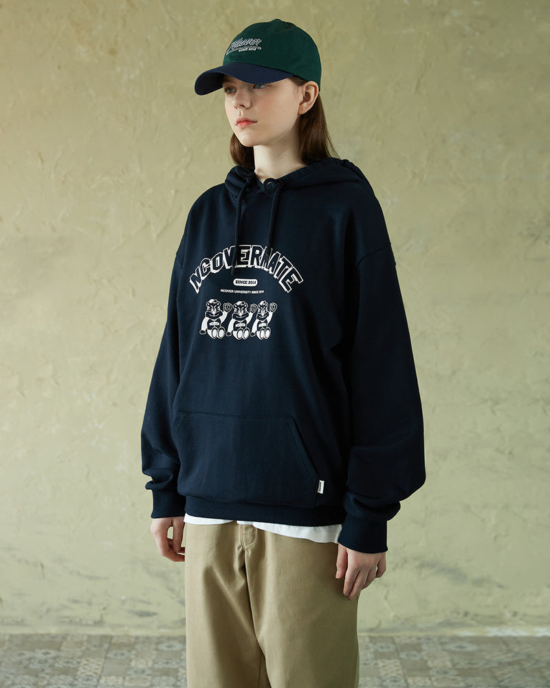 NCOVER（エンカバー）THREE BERT ARCH LOGO HOODIE-NAVY