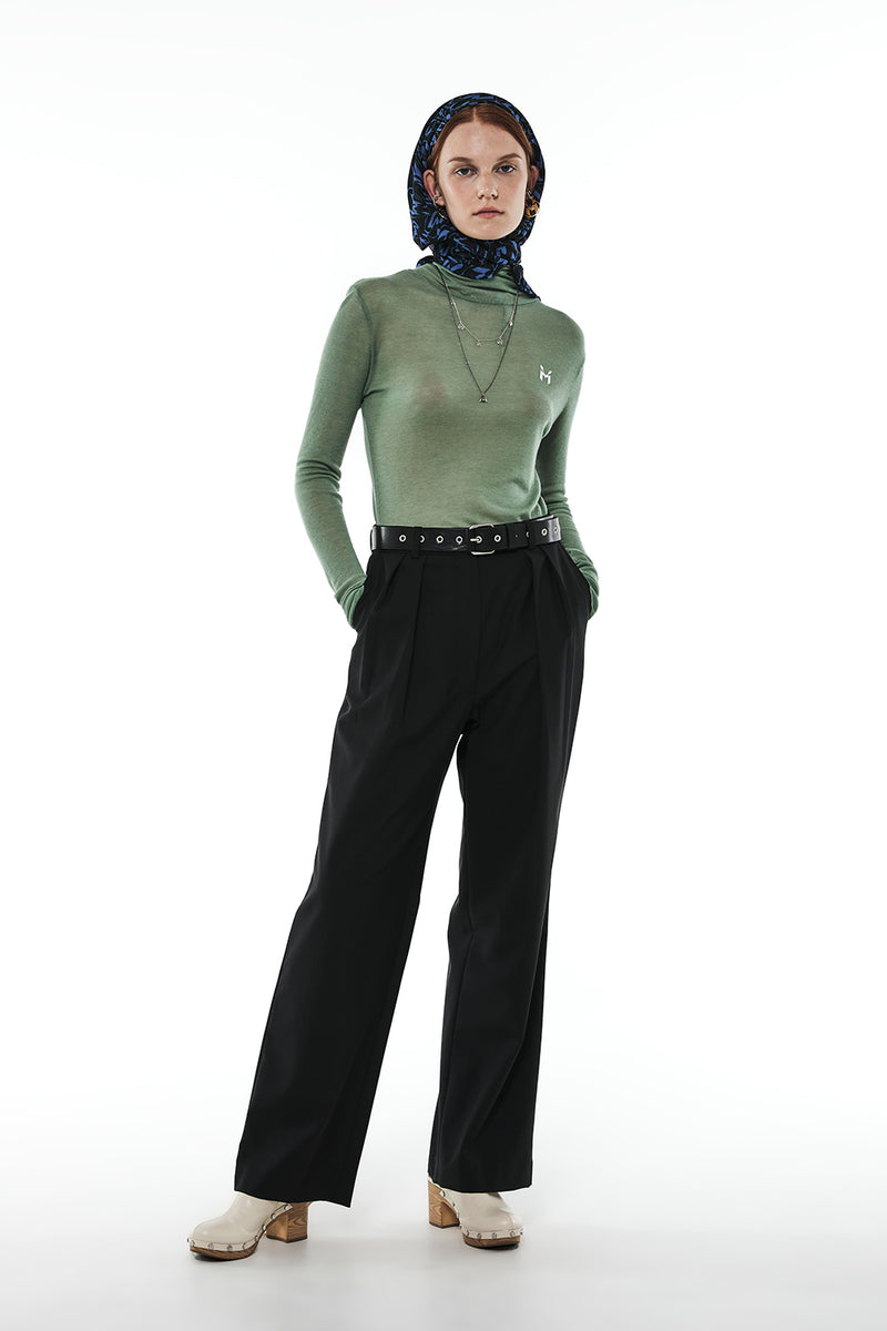 MMIC(エムエムアイシー) 2 TUCKS WOOL WIDE SLACKS BK